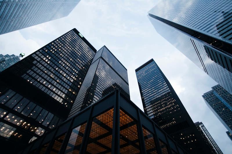 Modern curved glass skyscraper
